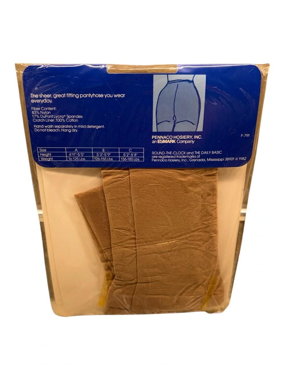 Round the clock Panty top Light Support Leg pantyhose Style 717 Size B Snuff